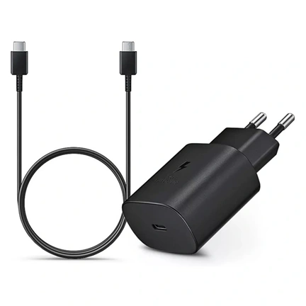 SAMSUNG 25W-os hálózati töltőfej - fekete + EP-DA705BBE Type-C kábel