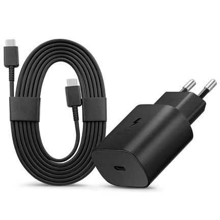 SAMSUNG 25W-os hálózati töltőfej - fekete + EP-DW767JBE Type-C kábel