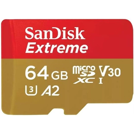 SANDISK Extreme microSDXC 170/80MB/s A2 C10 V30 UHS-I U3 64GB (121582)