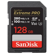 SANDISK SDXC EXTREME PRO KÁRTYA 128GB, 280/100 MB/s, UHS-II, V60,C10 (215492)
