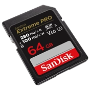 SANDISK SDXC EXTREME PRO KÁRTYA 64GB, 280/100 MB/s, UHS-II, V60,C10 64 GB