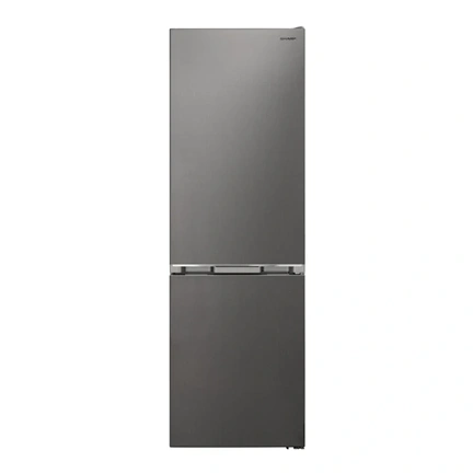 SHARP SJ-NBA11DMXPE-EU szabadonálló, alulfagyasztós, kétajtós hűtőszekrény, E osztály, 330L, inox