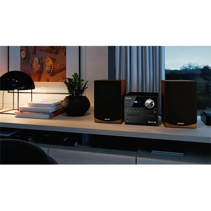 SHARP XL-B512BR Bluetooth mikrohifi rendszer barna fa hangszórókkal