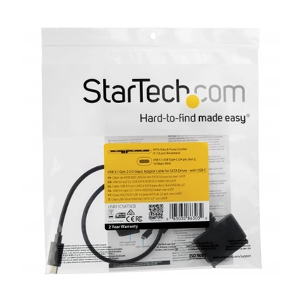 STARTECH USB 3.1 Type C SATA + Táp Átalakító Fekete 20cm