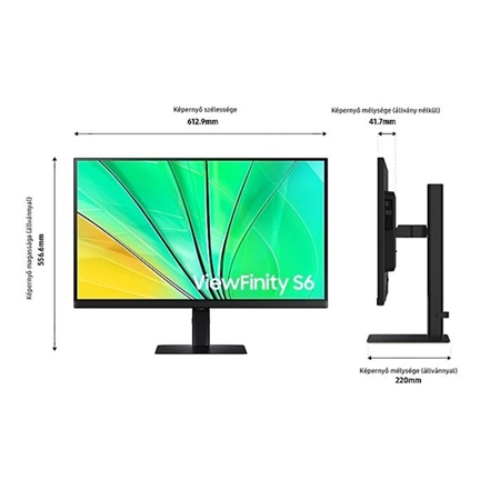Samsung 27" ViewFinity S6 S60D monitor - QHD, 100Hz, állítható magasságú, forgatható, elfordítható, dönthető állvány Samsung 27" ViewFinity S6 S60D monitor - QHD, 100Hz, állítható magasságú, forgatható, elfordítható, dönthető állvány