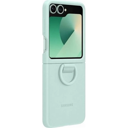 Samsung Galaxy Z Flip6 szilikontok gyűrűvel - menta