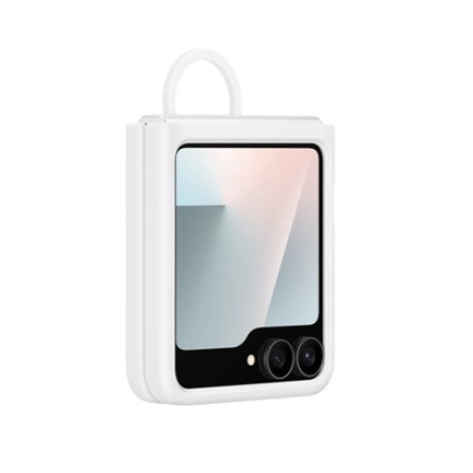 Samsung Galaxy Z Flip7 FE, Z Flip6 szilikontok gyűrűvel, fehér