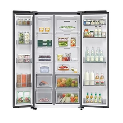Samsung RS70F65QETEO Side-by-Side hűtőszekrény AI Energia üzemmóddal 659 L, matt metál