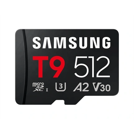 Samsung T9 memóriakártya microSDXC, UHS-I, U3, V30, A2, R200/W130MB/s, 512GB
