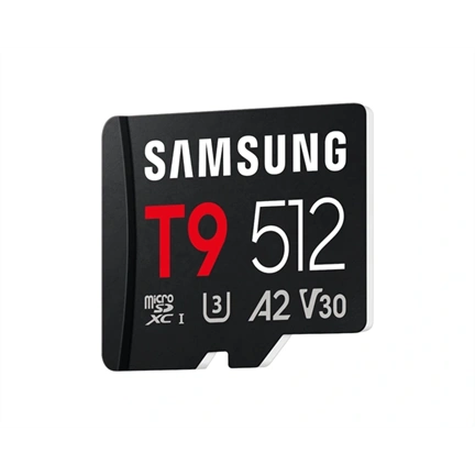 Samsung T9 memóriakártya microSDXC, UHS-I, U3, V30, A2, R200/W130MB/s, 512GB