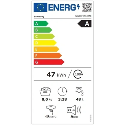 Samsung WW80FG5L32AELE mosógép AI Ecobubble technológiával 8 kg, fehér