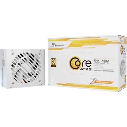 Seasonic Core GX ATX 3 (2024) tápegység - 80Plus Gold, ATX 3.1, PCIe 5.1, teljesen moduláris, 750W, fehér