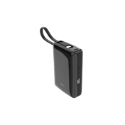 Silicon Power CP10 powerbank - beépített USB-C kábel, USB-C és USB-A port, LCD, 20W PD, 10,000mAh, fekete