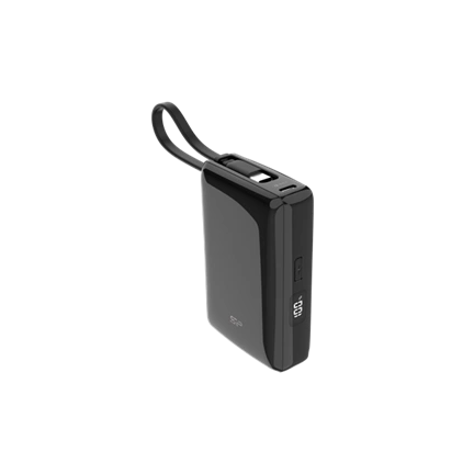 Silicon Power CP10 powerbank - beépített USB-C kábel, USB-C és USB-A port, LCD, 20W PD, 10,000mAh, fekete