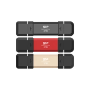 Silicon Power DS72 külső SSD, pendrive méret, USB Type-A+C, 1050/850MB/s, 2TB, fekete