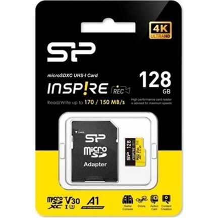 Silicon Power MicroSD kártya - 128GB microSDXC UHS-I U3, 3D TLC NAND (170/150 MB/s A1/V30) DDR200 transfer rate
