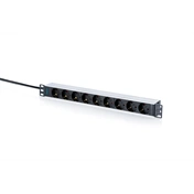 Digitus Socket strip with aluminum profile, 9-way socket outlet with earthing contact, 2 m supply cable