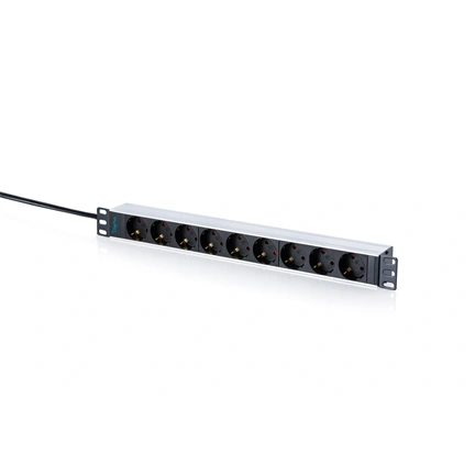 Digitus Socket strip with aluminum profile, 9-way socket outlet with earthing contact, 2 m supply cable