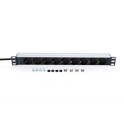 Digitus Socket strip with aluminum profile, 9-way socket outlet with earthing contact, 2 m supply cable