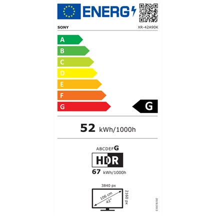 Sony 42" A90K televízió - Bravia XR, Master Series, OLED, 4K UHD, HDR, Google TV