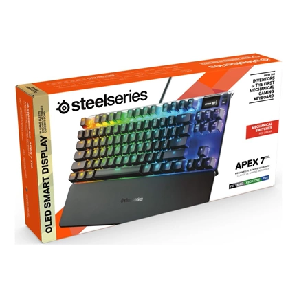 SteelSeries Apex 7 TKL gaming billentyűzet - mechanikus, RGB, OLED kijelző, Red kapcsolók, US