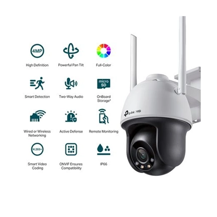 TP-LINK Vigi C540-W 4MP Outdoor Full-Color Wi-Fi Pan Tilt Network Camera (4mm)