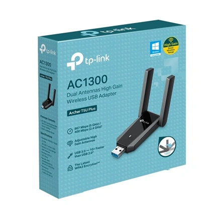 TP-Link Archer T5U Plus AX1300 két antennás, nagy nyereségű, vezeték nélküli USB adapter