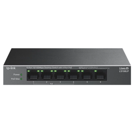 TP-Link LS106LP switch - asztali, 6 port, 10/100MB/s, 4 porton PoE