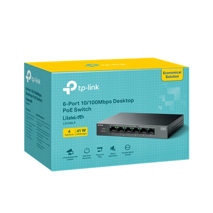 TP-Link LS106LP switch - asztali, 6 port, 10/100MB/s, 4 porton PoE