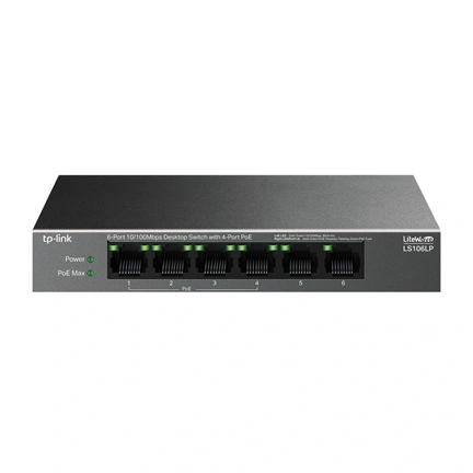 TP-Link LS106LP switch - asztali, 6 port, 10/100MB/s, 4 porton PoE