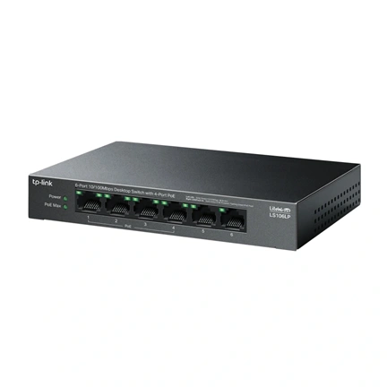 TP-Link LS106LP switch - asztali, 6 port, 10/100MB/s, 4 porton PoE