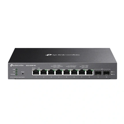 TP-Link SG2210XMP-M2 smart switch - Omada, 8db 2.5GBASE-T és 2db 10GE SFP+ port, 8 porton PoE+
