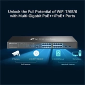 TP-Link SG3218XP-M2 switch - Omada, 16db 2,5 gigabites és 2db 10GE SFP+ port, 8 porton PoE+, L2+, menedzselt TP-Link SG3218XP-M2 switch - Omada, 16db 2,5 gigabites és 2db 10GE SFP+ port, 8 porton PoE+, L2+, menedzselt