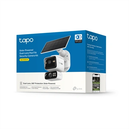 TP-Link Tapo C645D napelemes, két objektíves Pan/Tilt biztonsági kamerakészlet