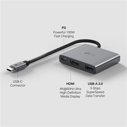 TP-Link UH3020C notebook dokkoló USB-C 100W PD, HDMI 4K@60Hz, USB-A 5Gbps