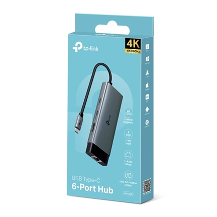 TP-Link UH6120C notebook dokkoló USB-C 100W PD, HDMI 4K@60Hz, USB-A/C 5Gbps, Gigabit Ethernet