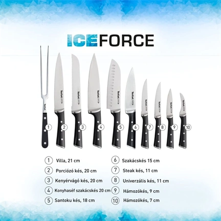 Tefal K2320714 Ice Force Nemesacél kés, 20 cm