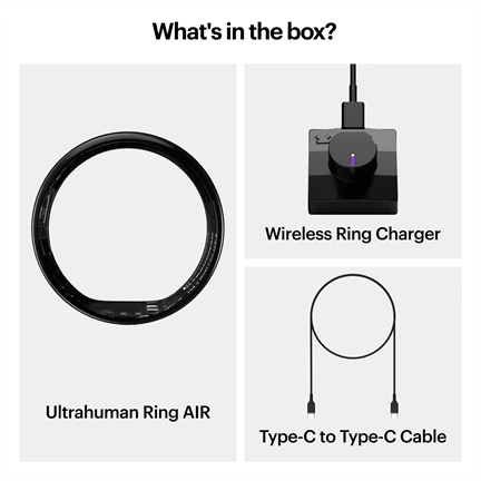 Ultrahuman Ring Air - Smart Ring, Charger, USB Cable / Size-08- Aster_Air_Fekete