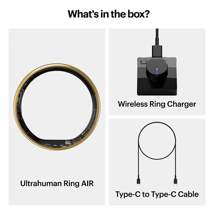 Ultrahuman Ring Air - Smart Ring, Charger, USB Cable / Size-09- Air_Arany