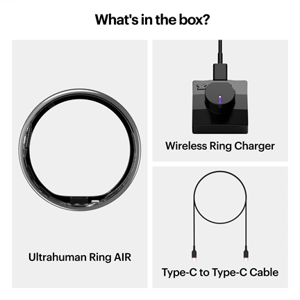 Ultrahuman Ring Air - Smart Ring, Charger, USB Cable / Size-12- Air_Ezüst