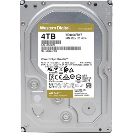 WD Gold HDD - 3,5", 7200rpm, 256MB, SATA, 4TB