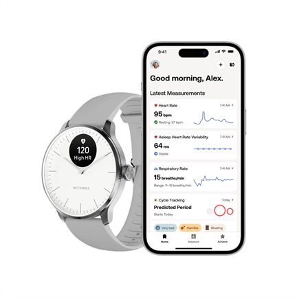 Withings Scanwatch Light / 37mm (Activity, Sleep Tracker / Stainless steel, fkm wristband, sapphire glass) - Fehér Withings Scanwatch Light / 37mm (Activity, Sleep Tracker / Stainless steel, fkm wristband, sapphire glass) - Fehér