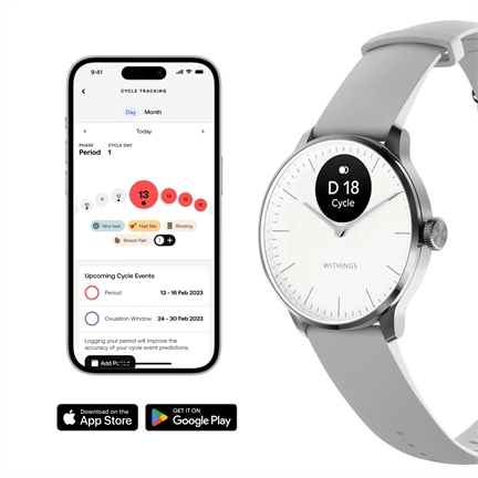 Withings Scanwatch Light / 37mm (Activity, Sleep Tracker / Stainless steel, fkm wristband, sapphire glass) - Fehér Withings Scanwatch Light / 37mm (Activity, Sleep Tracker / Stainless steel, fkm wristband, sapphire glass) - Fehér