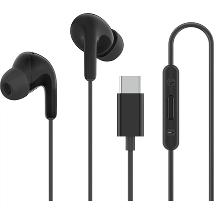 Xiaomi Type-C Earphones - 3 gombos vezérlés, IP54 por- és vízálló, fekete
