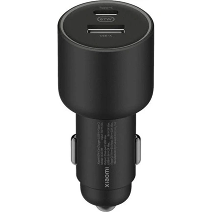 Xiaomi USB-A / Type-C Autós töltő - Fekete (67W)