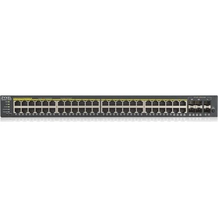 ZyXEL GS1920-48HPv2 48port GbE LAN PoE (375W) 4port Gbe combo RJ45/SFP L2 menedzselhető switch