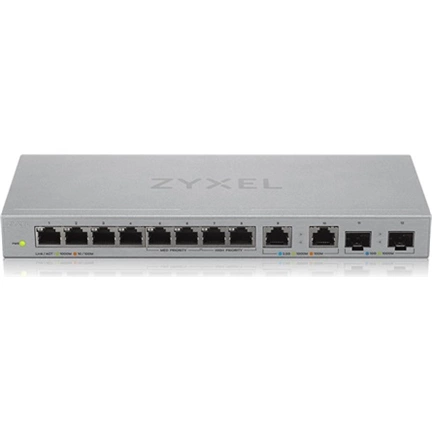 ZyXEL XGS1010-12 8port Gigabit LAN 2x 2.5GbE LAN 2x 10GbE SFP+ nem menedzselhető Multi-Gigabit Switch