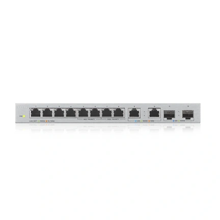 ZyXEL XGS1010-12 8port Gigabit LAN 2x 2.5GbE LAN 2x 10GbE SFP+ nem menedzselhető Multi-Gigabit Switch