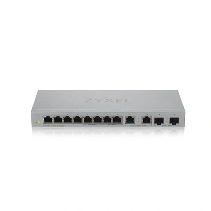 ZyXEL XGS1010-12 8port Gigabit LAN 2x 2.5GbE LAN 2x 10GbE SFP+ nem menedzselhető Multi-Gigabit Switch