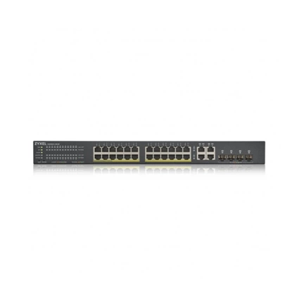 Zyxel 28 Port Smart Managed PoE Switch 24x Gigabit Copper PoE and 4x Gigabit